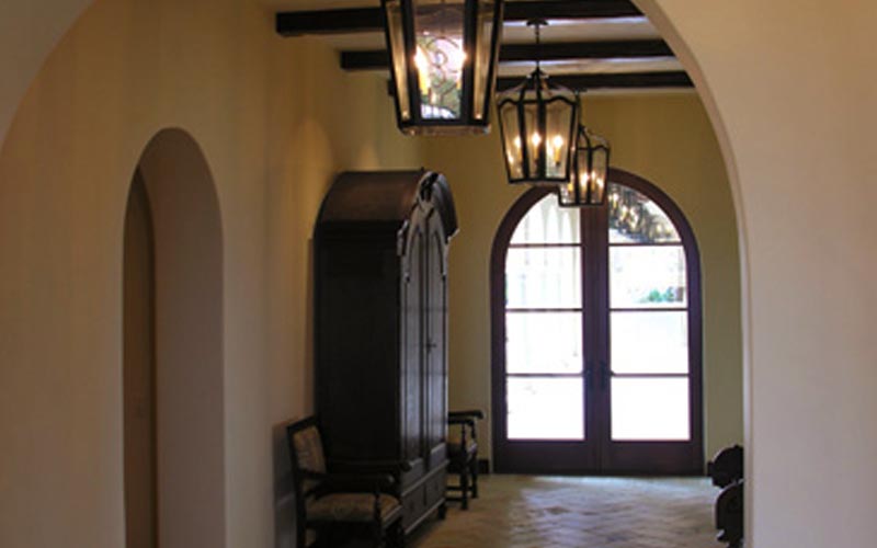 Residential foyer: installation of pendants, power, Lutron HomeWorks